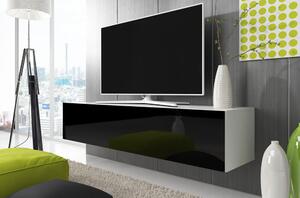 Stolík pod televíziu LODI - šírka 160 cm, biely / čierny
