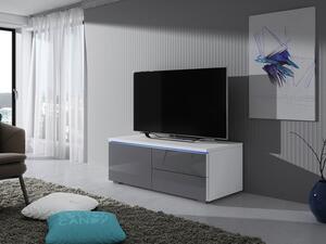 Stolík pod televíziu DESANA 1L - šírka 100 cm, biely / šedý