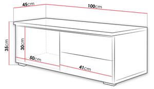 Stolík pod televíziu DESANA 1L - šírka 100 cm, biely