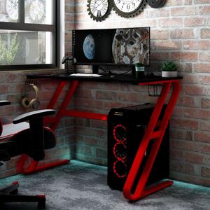 Herný stôl s nohami v tvare ZZ čierny a červený 110x60x75 cm