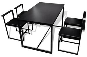 5-dielna jedálenská súprava stola a stoličiek, čierna