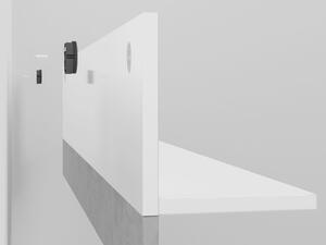 Polička na stenu FIDES - lesklá biela / strieborný betón