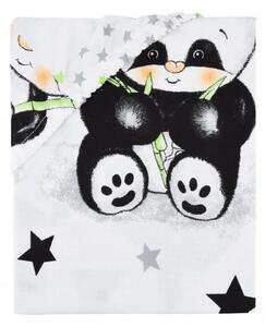 Baby Nellys Detské bavlnené prestieradlo do postieľky 140x70 cm - Panda - biela