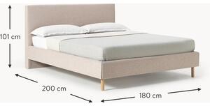 Čalúnená posteľ s drevenými nohami Giulia