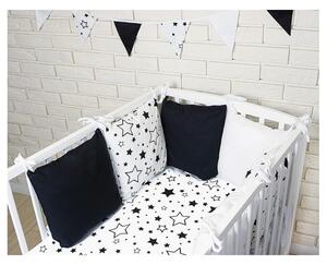 Baby Nellys Vankúšikový mantinel s obliečkami - hviezdičky, čierna/biela, 135x100 cm