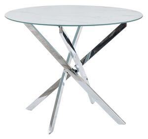 Okrúhly jedálenský stôl AUGUSTIN - biely mramor / chróm