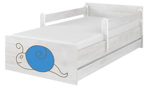 Baby Boo detská posteľ Max Gravir Borovica nórska Slimáčik modrý 160x80 cm