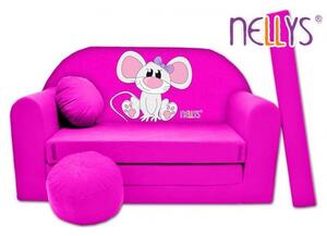 Rozkladacia detská pohovka Nellys ® Myška v ružovom