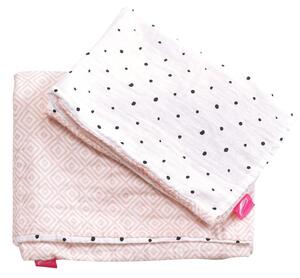 Obliečky bavlnené mušelínové do postieľky Pre-Washed Pink Squares 2-dielne