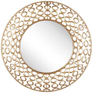Nástenné zrkadlo oválne zlaté ø 80 cm nástenný doplnok eklektický štýl obývacia izba
