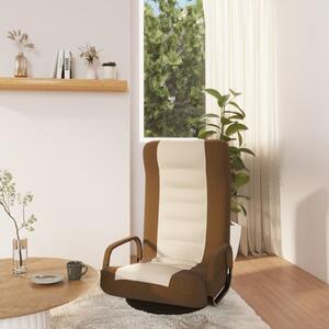 Otočná podlahová stolička hnedá a krémová látková