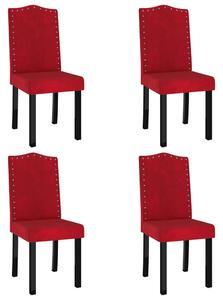 Jedálenské stoličky 4 ks vínovo-červené zamatové