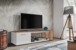 TV stolík BASILIE - biely / dub wotan