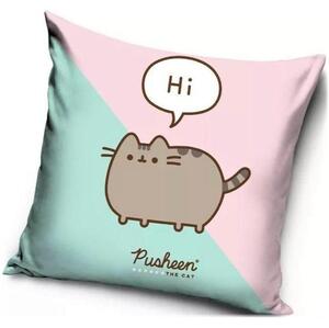 Dekoračný vankúš Mačička Pusheen - motív Hi - 40 x 40 cm