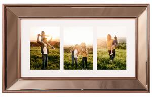 Fotorámik medený plastový so zrkadlovým efektom 51 x 32 cm na 3 fotografie 15 x 10 cm