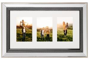 Fotorámik strieborný so zrkadlovým efektom 51 x 32 cm na 3 fotografie s rozmermi 14 x 9 cm