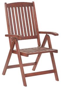 Záhradná stolička z akáciového dreva tmavohnedá nastaviteľná skladacia vidiecky rustikálny štýl