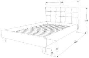 Šedá dvoulůžková postel TEXAS 180 x 200 cm Matrac: Matrac Somnia 17 cm