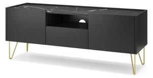 Televízny stolík DEVIKA - čierny grafit / čierny mramor