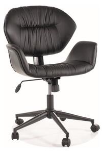 Kožená kancelárska stolička KIRAZ - čierna