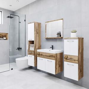 Kúpeľňový set ALINA - dub wotan / biely lesk
