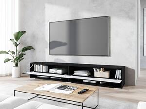 TV stolík CALIBURI 180 - čierny grafitový / vzor rybia kosť