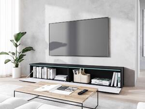 TV stolík CERIEE 180 - čierny grafitový / vzor rybia kosť