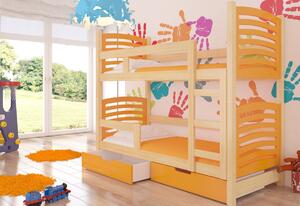 Detská poschodová posteľ OSUNA, 180x75, sosna/oranžová