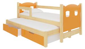 Detská posteľ CAMPOS, 180x75, sosna/oranžová
