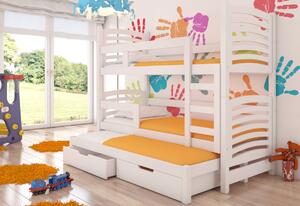 Detská poschodová posteľ SORIA, 180x75, biela