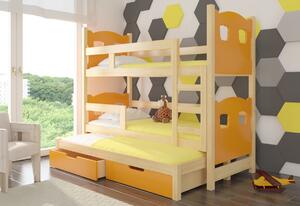 Detská poschodová posteľ LETICIA, 180x75, sosna/oranžová