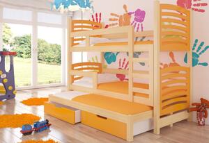 Detská poschodová posteľ SORIA, 180x75, sosna/oranžová
