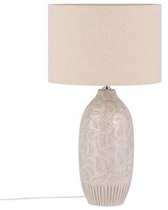 Lampa na nočný stolík béžová keramika 57 cm list vzor tradičná