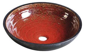 Sapho ATTILA keramické umývadlo, priemer 43 cm, paradajková červeň/petrolejová