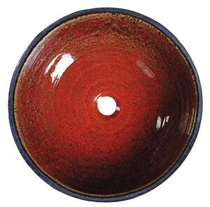 Sapho ATTILA keramické umývadlo, priemer 43 cm, paradajková červeň/petrolejová