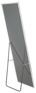 Stojace zrkadlo strieborné hliníkový rám 50 x 156 cm obdĺžnikové so stojanom moderný dizajn