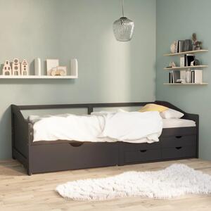 3-miestna posteľ so zásuvkami sivá masívna borovica 90x200 cm
