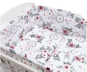 3-dielne posteľné obliečky New Baby 90/120 cm biele kvety a pierka, Vhodnosť: Pre všetkých