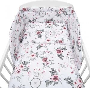 3-dielne posteľné obliečky New Baby 90/120 cm biele kvety a pierka, Vhodnosť: Pre všetkých