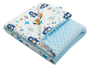 Detská deka z Minky s výplňou New Baby Medvedíkovia modrá 80x102 cm, Vhodnosť: Pre chlapcov