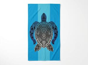 Rýchloschnúca XXL plážová osuška SHELL GEM modrá 150 x 210 cm, 100% mikrovlákno