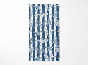 Rýchloschnúca plážová osuška NAUVIA modro-biela 70 x 140 cm, 100% mikrovlákno