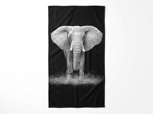 Rýchloschnúca XXL plážová osuška ELEPHOS čierno-sivá 150 x 210 cm, 100% mikrovlákno