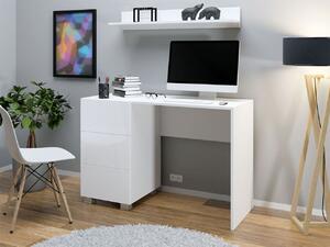 Písací stôl CHEMUNG - biely / lesklý biely