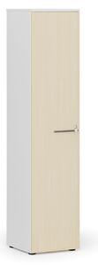 Úzka kancelárska skriňa PRIMO WHITE, 400 x 420 x 1781 mm, biela/breza