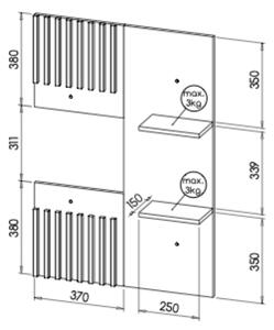 TV panel na stenu Lamelo - dub wotan/čierna