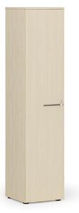 Úzka kancelárska skriňa PRIMO WOOD, 400 x 420 x 1781 mm, breza