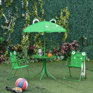 Detský záhradný nábytok so slnečníkom Žabka, súprava 4 ks