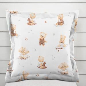 Biante Detská bavlnená obliečka na vankúš s lemom Sandra SA-732 Medvedie bábätká na bielom 30 x 50 cm