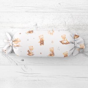 Biante Detský vankúš valec bonbon Sandra SA-732 Medvedie bábätká na bielom 15x40 cm